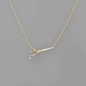Pave Scissors Pendant Necklace